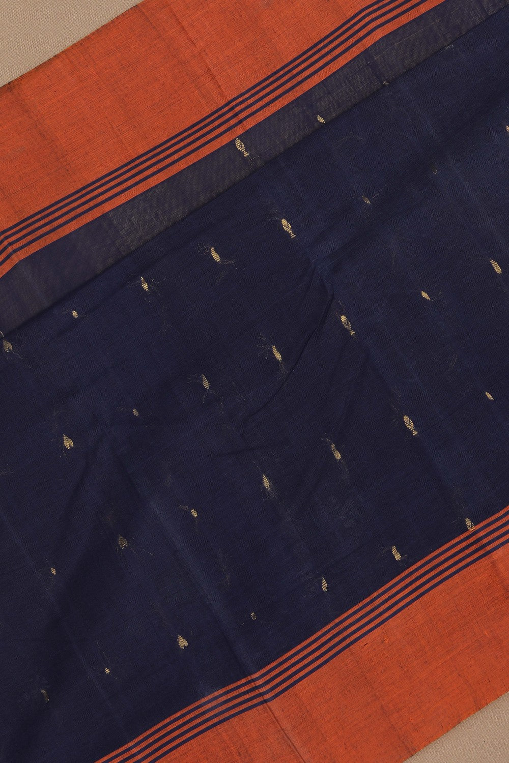Image of South Cotton Navy Blue Saree